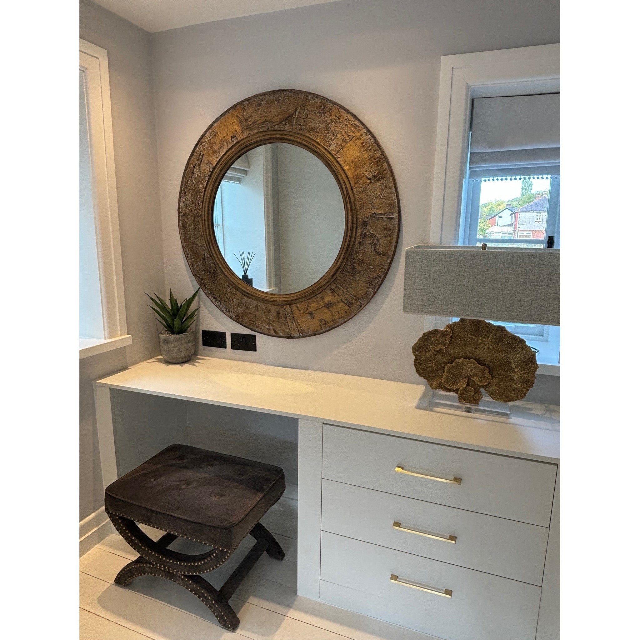 Rustic Bronze Round Mirror